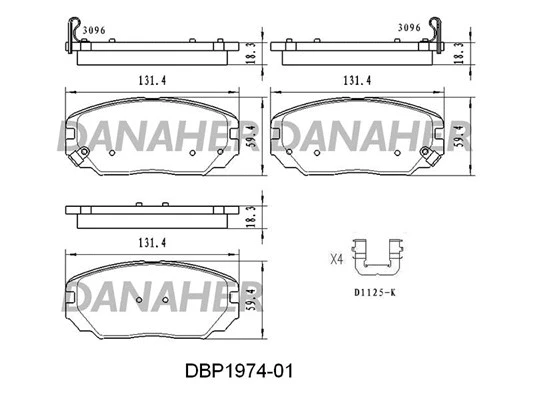 DBP1974-01 DANAHER Комплект тормозных колодок, дисковый тормоз (фото 1)