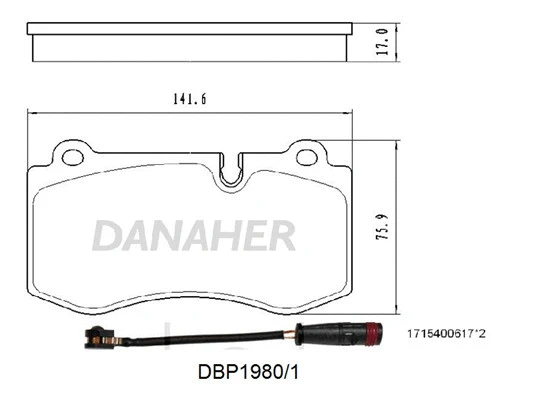 DBP1980/1 DANAHER Комплект тормозных колодок, дисковый тормоз (фото 1)