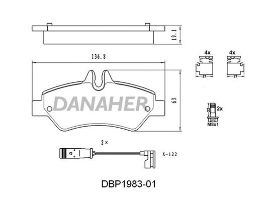 DBP1983-01 DANAHER Комплект тормозных колодок, дисковый тормоз (фото 1)