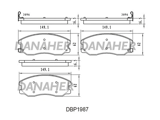 DBP1987 DANAHER Комплект тормозных колодок, дисковый тормоз (фото 1)