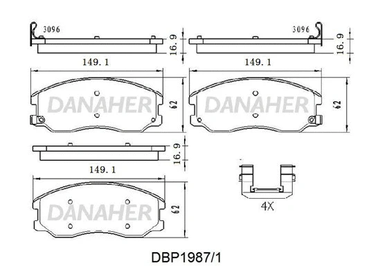 DBP1987/1 DANAHER Комплект тормозных колодок, дисковый тормоз (фото 1)