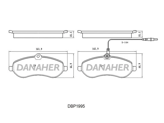 DBP1995 DANAHER Комплект тормозных колодок, дисковый тормоз (фото 1)