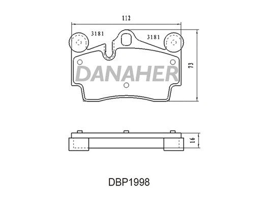 DBP1998 DANAHER Комплект тормозных колодок, дисковый тормоз (фото 1)