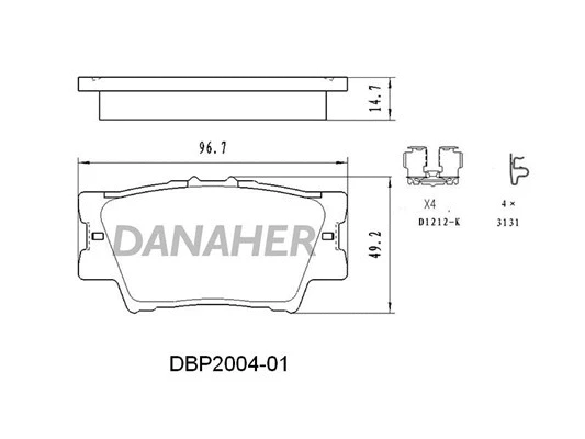 DBP2004-01 DANAHER Комплект тормозных колодок, дисковый тормоз (фото 1)