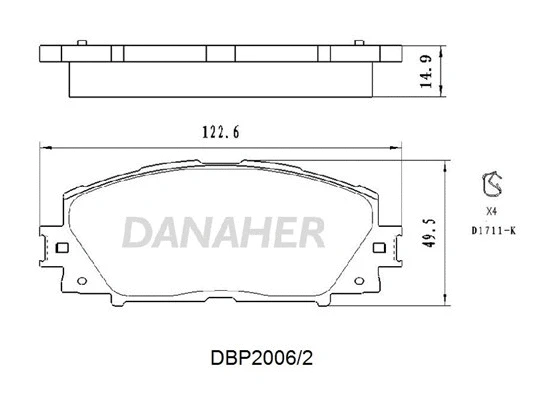 DBP2006/2 DANAHER Комплект тормозных колодок, дисковый тормоз (фото 1)