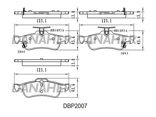 DBP2007 DANAHER Комплект тормозных колодок, дисковый тормоз (фото 1)