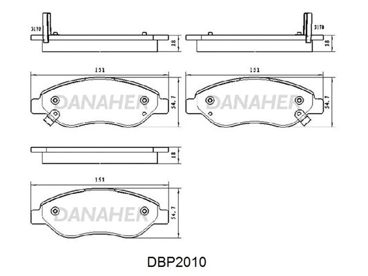 DBP2010 DANAHER Комплект тормозных колодок, дисковый тормоз (фото 1)