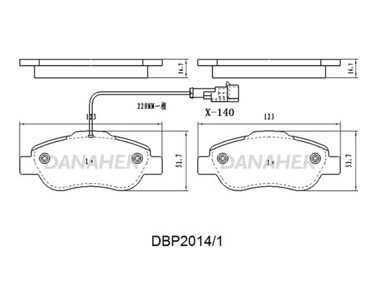 DBP2014/1 DANAHER Комплект тормозных колодок, дисковый тормоз (фото 1)