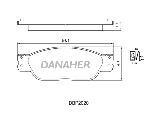 DBP2020 DANAHER Комплект тормозных колодок, дисковый тормоз (фото 1)