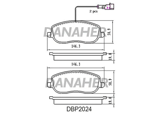 DBP2024 DANAHER Комплект тормозных колодок, дисковый тормоз (фото 1)