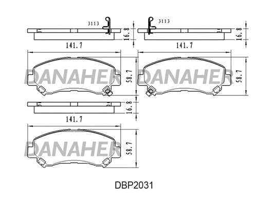 DBP2031 DANAHER Комплект тормозных колодок, дисковый тормоз (фото 1)