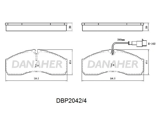 DBP2042/4 DANAHER Комплект тормозных колодок, дисковый тормоз (фото 1)