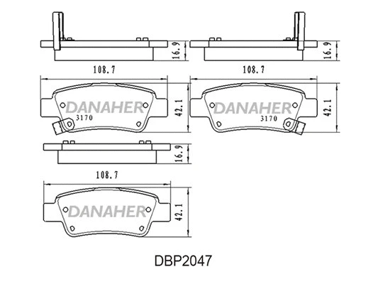 DBP2047 DANAHER Комплект тормозных колодок, дисковый тормоз (фото 1)