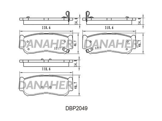 DBP2049 DANAHER Комплект тормозных колодок, дисковый тормоз (фото 1)