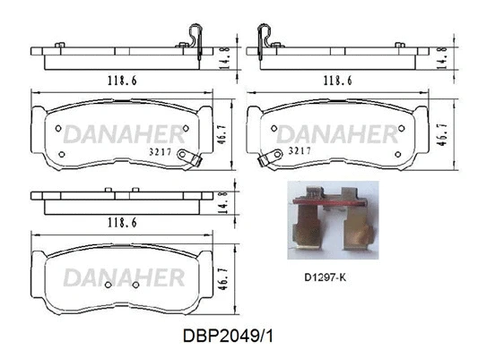 DBP2049/1 DANAHER Комплект тормозных колодок, дисковый тормоз (фото 1)