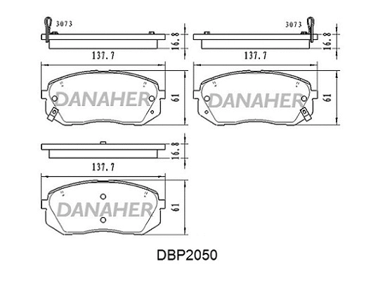 DBP2050 DANAHER Комплект тормозных колодок, дисковый тормоз (фото 1)