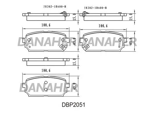 DBP2051 DANAHER Комплект тормозных колодок, дисковый тормоз (фото 1)