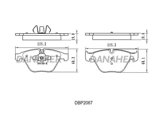 DBP2067 DANAHER Комплект тормозных колодок, дисковый тормоз (фото 1)