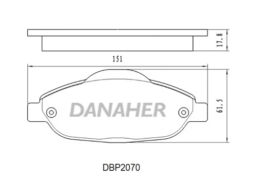 DBP2070 DANAHER Комплект тормозных колодок, дисковый тормоз (фото 1)