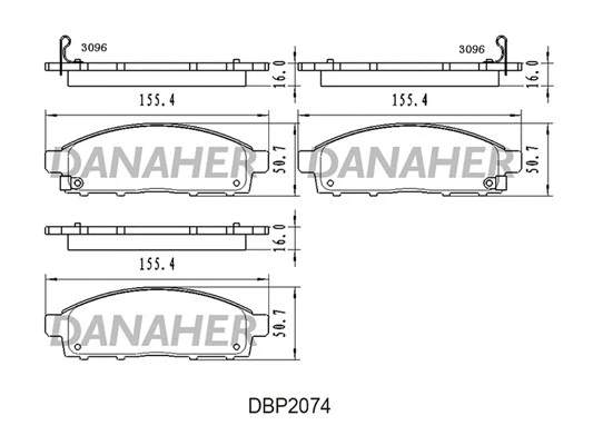 DBP2074 DANAHER Комплект тормозных колодок, дисковый тормоз (фото 1)