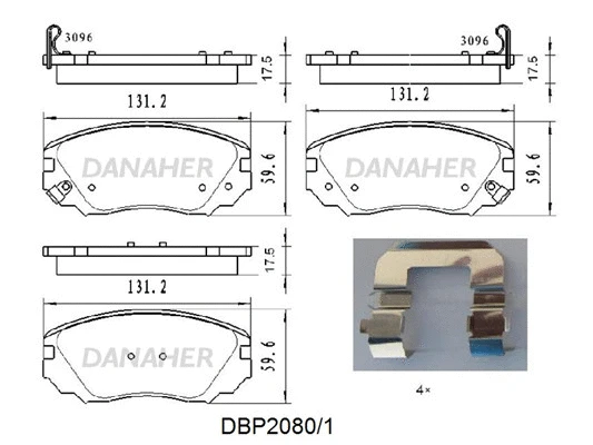 DBP2080/1 DANAHER Комплект тормозных колодок, дисковый тормоз (фото 1)