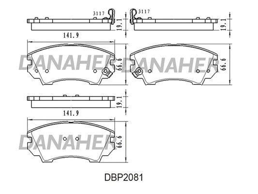 DBP2081 DANAHER Комплект тормозных колодок, дисковый тормоз (фото 1)