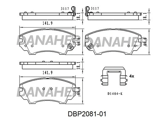 DBP2081-01 DANAHER Комплект тормозных колодок, дисковый тормоз (фото 1)