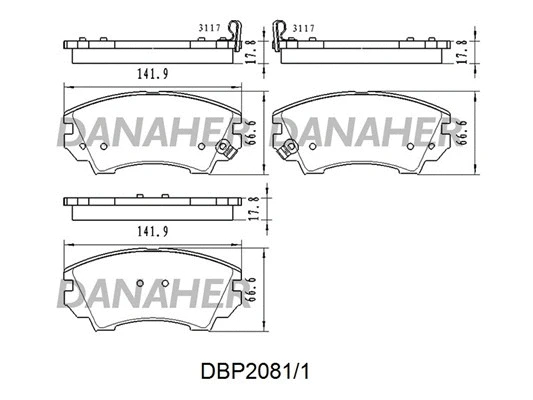 DBP2081/1 DANAHER Комплект тормозных колодок, дисковый тормоз (фото 1)