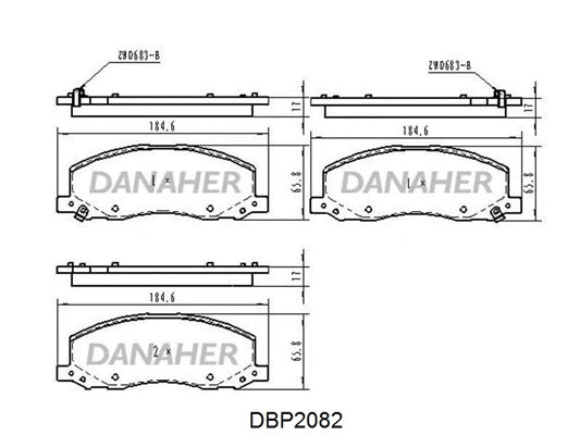 DBP2082 DANAHER Комплект тормозных колодок, дисковый тормоз (фото 1)