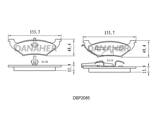 DBP2085 DANAHER Комплект тормозных колодок, дисковый тормоз (фото 1)