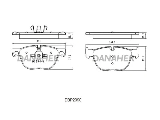 DBP2090 DANAHER Комплект тормозных колодок, дисковый тормоз (фото 1)