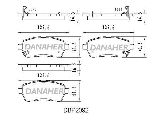 DBP2092 DANAHER Комплект тормозных колодок, дисковый тормоз (фото 1)