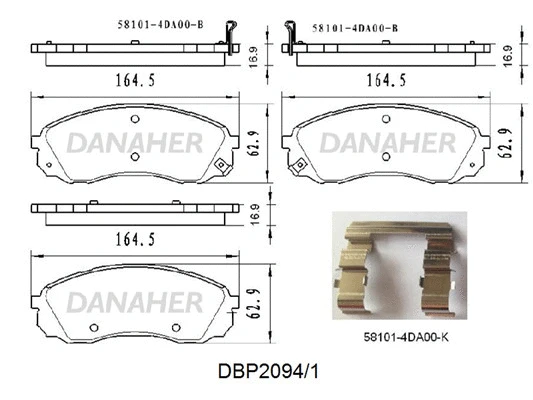 DBP2094/1 DANAHER Комплект тормозных колодок, дисковый тормоз (фото 1)