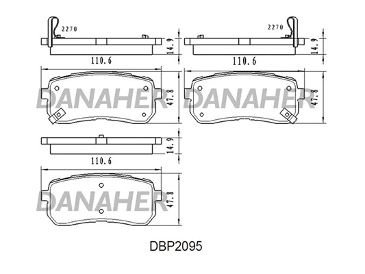 DBP2095 DANAHER Комплект тормозных колодок, дисковый тормоз (фото 1)