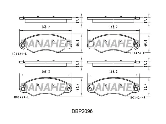 DBP2096 DANAHER Комплект тормозных колодок, дисковый тормоз (фото 1)