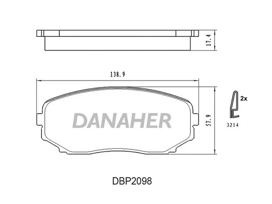 DBP2098 DANAHER Комплект тормозных колодок, дисковый тормоз (фото 1)