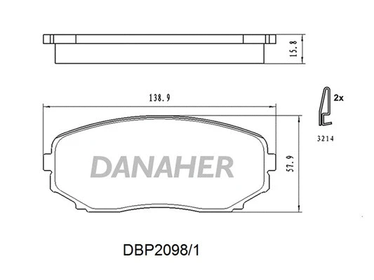 DBP2098/1 DANAHER Комплект тормозных колодок, дисковый тормоз (фото 1)