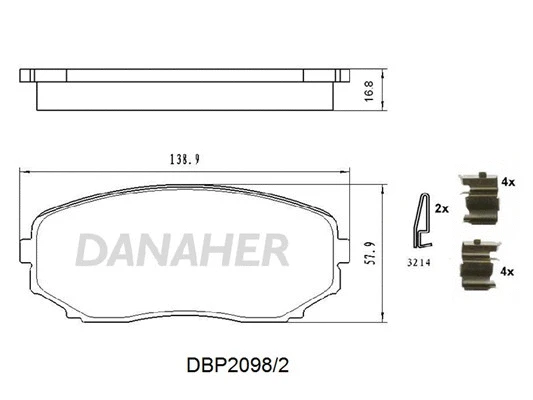 DBP2098/2 DANAHER Комплект тормозных колодок, дисковый тормоз (фото 1)