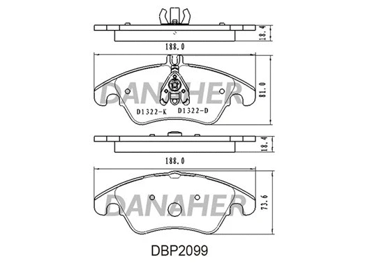 DBP2099 DANAHER Комплект тормозных колодок, дисковый тормоз (фото 1)
