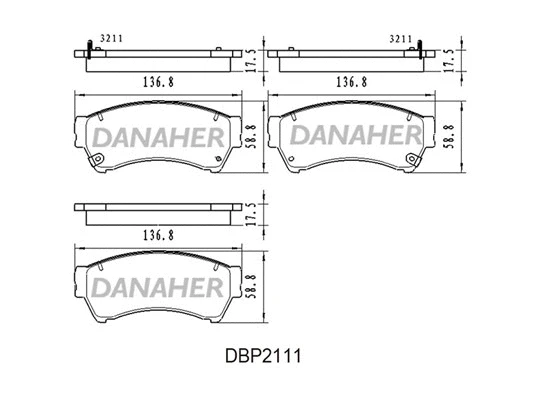 DBP211/1 DANAHER Комплект тормозных колодок, дисковый тормоз (фото 2)