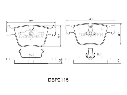 DBP2115 DANAHER Комплект тормозных колодок, дисковый тормоз (фото 1)