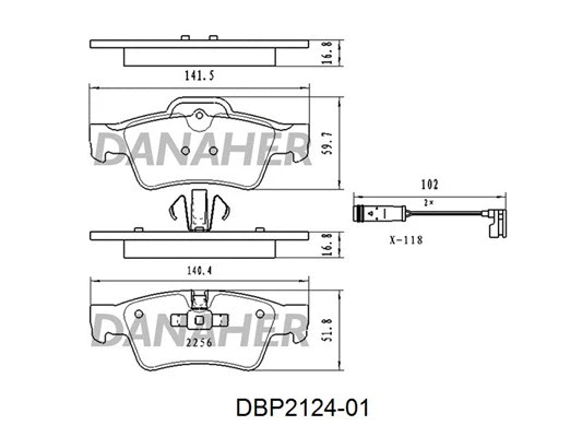 DBP2124-01 DANAHER Комплект тормозных колодок, дисковый тормоз (фото 1)