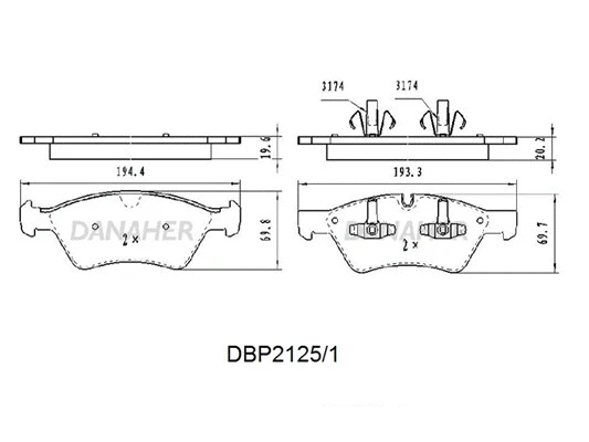 DBP2125/1 DANAHER Комплект тормозных колодок, дисковый тормоз (фото 1)