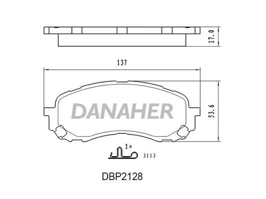 DBP2128 DANAHER Комплект тормозных колодок, дисковый тормоз (фото 1)