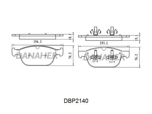 DBP2140 DANAHER Комплект тормозных колодок, дисковый тормоз (фото 1)