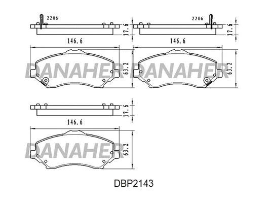 DBP2143 DANAHER Комплект тормозных колодок, дисковый тормоз (фото 1)