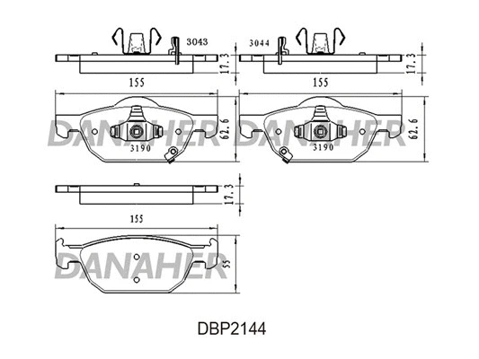 DBP2144 DANAHER Комплект тормозных колодок, дисковый тормоз (фото 1)