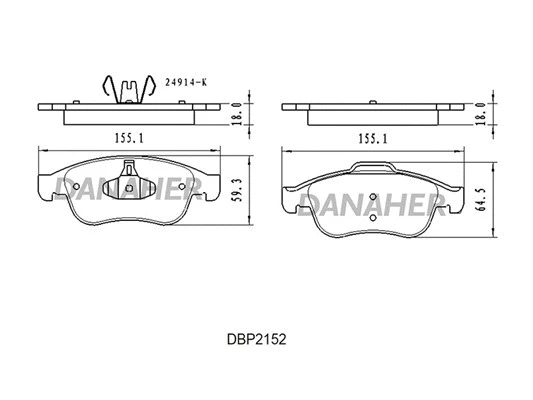 DBP2152 DANAHER Комплект тормозных колодок, дисковый тормоз (фото 1)