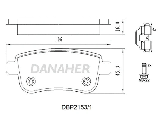 DBP2153/1 DANAHER Комплект тормозных колодок, дисковый тормоз (фото 1)