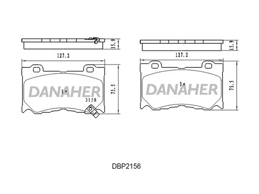 DBP2156 DANAHER Комплект тормозных колодок, дисковый тормоз (фото 1)